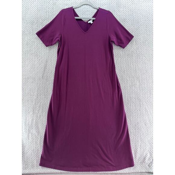 J Jill Dress Womens M Purple Maxi Dress A-Line Pockets V-Neck Short Sleeve - Picture 1 of 13